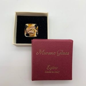 Murano Glass Egitor Made in Italy Square Pendant Gold/Black